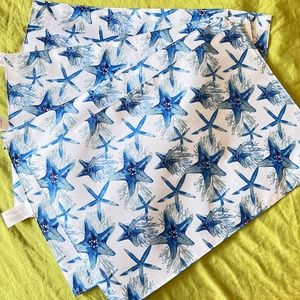 Set 0f 4 Shell Placemat Blue SeaShell Reversible Starfish Fabric Coastal Fabric